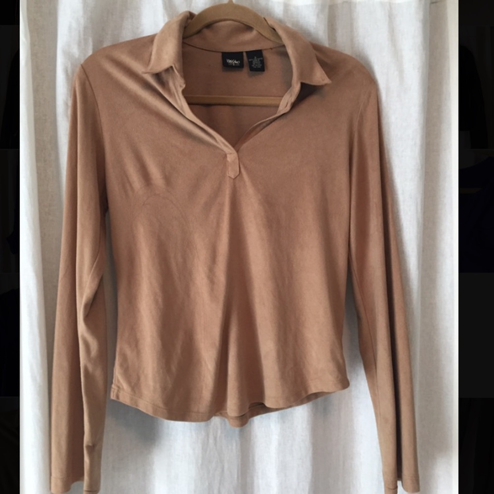 Tan Suede-Like Blouse